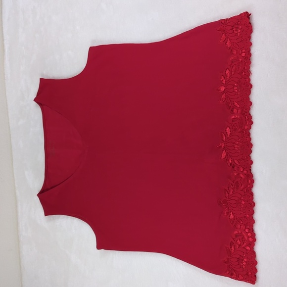 Coldwater Creek red tank top dressy lace M NWOT V neck - Picture 1 of 2